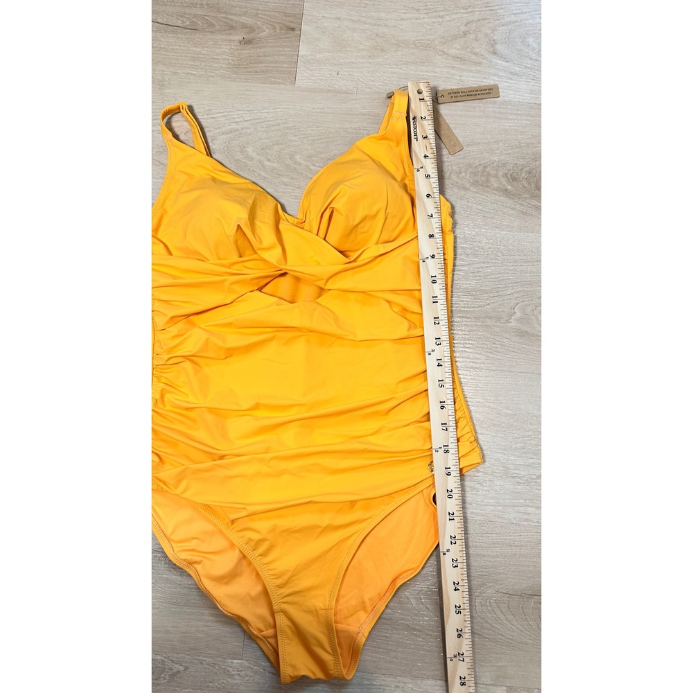 Shapellx One Piece Swimsuit Womens Ruched Cutout XL Orange Tummy Control - Picture 8 of 8
